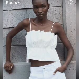 Zara gathered poplin top
